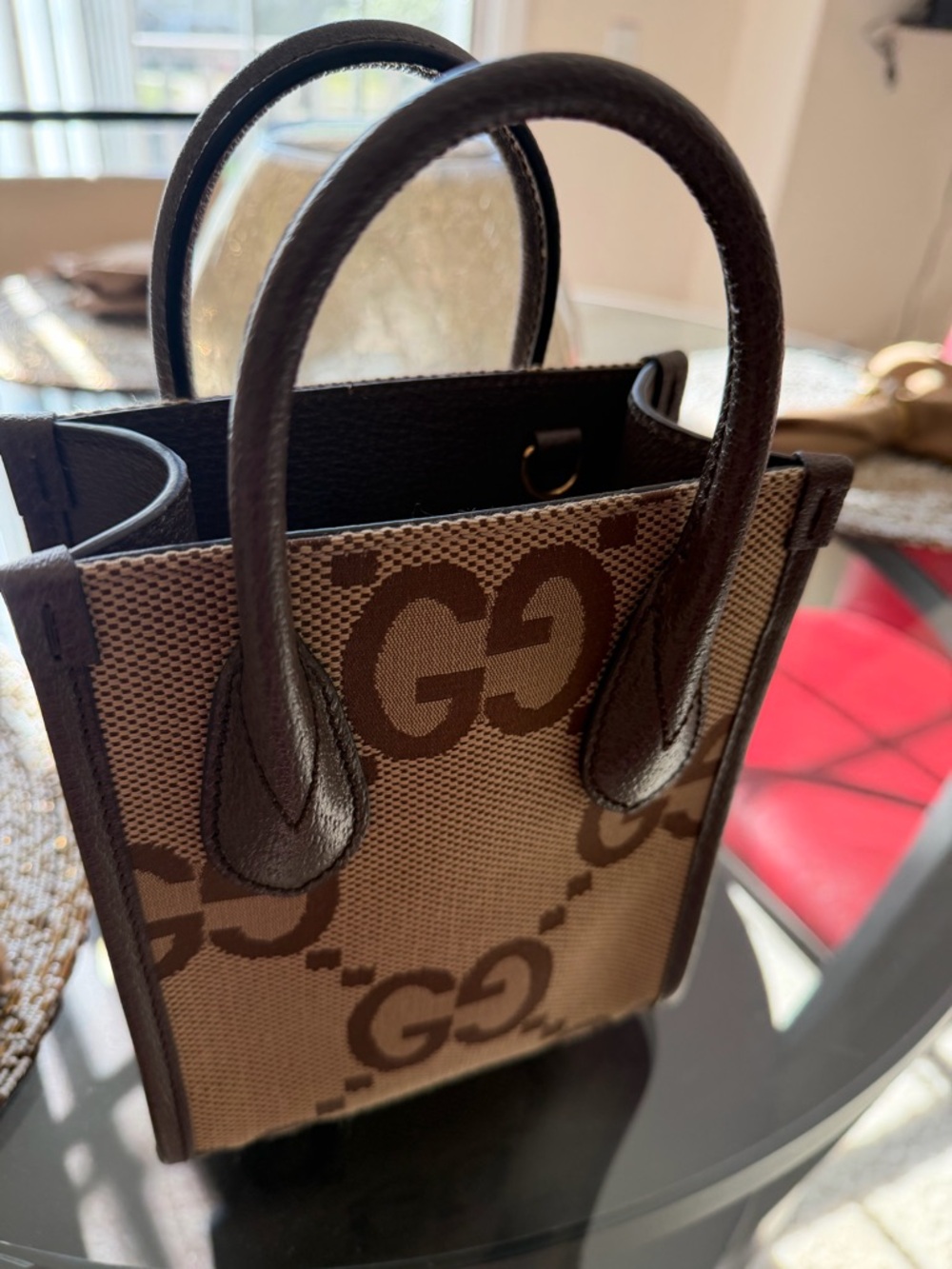Gucci Brown GG Canvas Mini Tote/Crossbody with Green-Red Strap - Picture 2 of 13